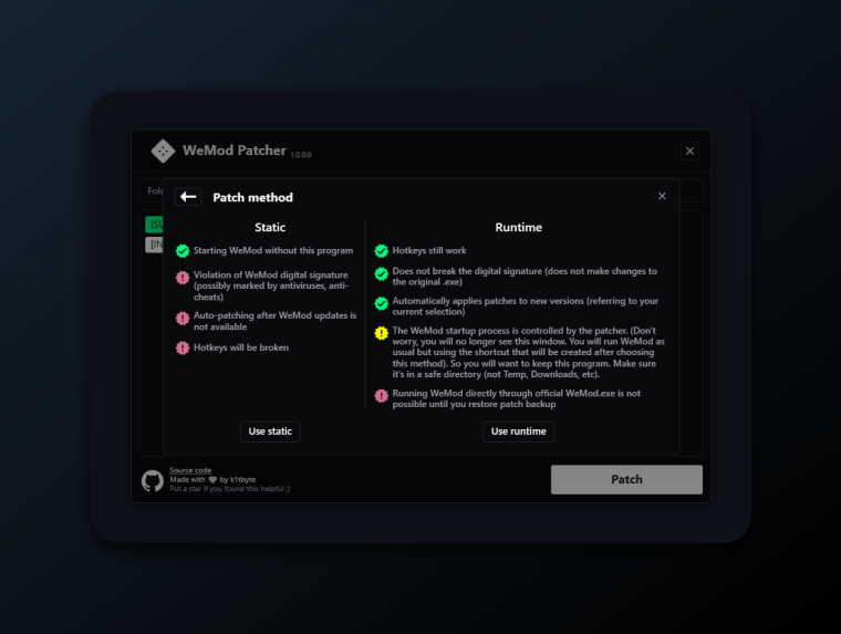Wand (WeMod) патчер для разблокировки PRO функций от k1tbyte [1.0.8.2]