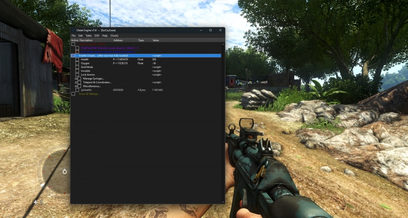 Far Cry 3 "Таблица +20 для Cheat Engine от MinoruEndo: Редактор игрока, предметов, оружия, транспорта, мира и телепорт"