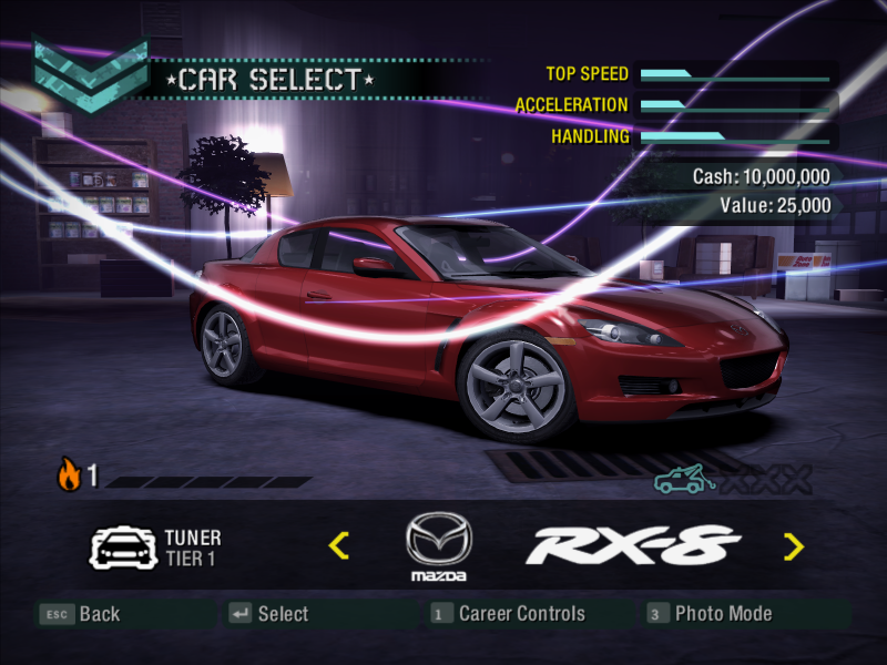 Need For Speed: Carbon "Сохранение - Стоковая Мазда RX8 в гараже перед битвой с Кенджи 13% карьеры,много денег"