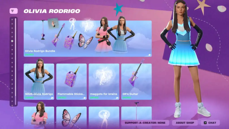 Все скинхеды и косметика Olivia Rodrigo в Fortnite: как получить и сколько стоят