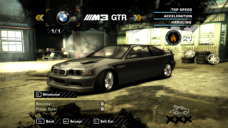 Need For Speed Most Wanted (2005) "Сохранение - много денег, 0 рейтинга, 0% карьеры BMW M3 GTR Street в гараже"