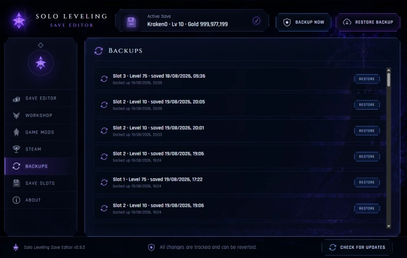 Solo Leveling: Arise Overdrive "Редактор сохранений от Kraken092: Игрок, ресурсы, предметы, костюмы и ачивки"