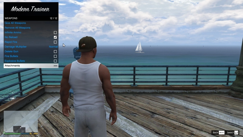 GTA V "Modern Trainer от onestarlaw: Игрок, оружие, транспорт, враги, телохранители и карта"