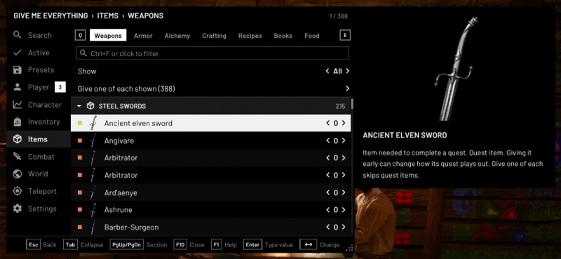 The Witcher 3: Wild Hunt "Чит-Меню от opaaaaaaaaaaaa: Редактор игрока, предметов, боя и мира + телепорт"
